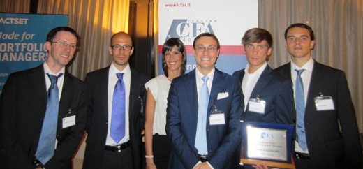 La squadra della ex facoltà di Scienze Statistiche ha vinto la prima edizione dell' ICFAS fund management Challenge